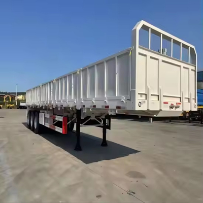 40FT 3 অক্ষের দরকারী লোড 45T ভারী দায়িত্ব যান্ত্রিক সাসপেনশন 13pc পাতা স্প্রিং দেয়াল সাইড সেমি ট্রাক ট্রেলার