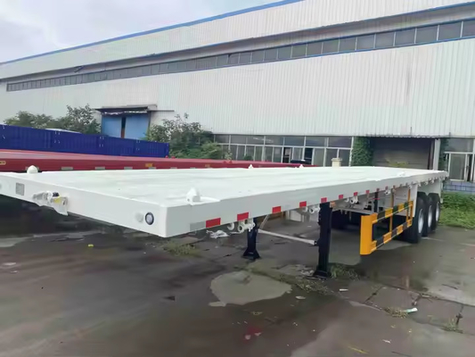 সিআইএমসি 40/45 ফুট ইস্পাত 4Axle ওভারসাইজড কনটেইনারাইজড কার্গো প্রসারিত ফ্ল্যাটবেড ট্রেলার