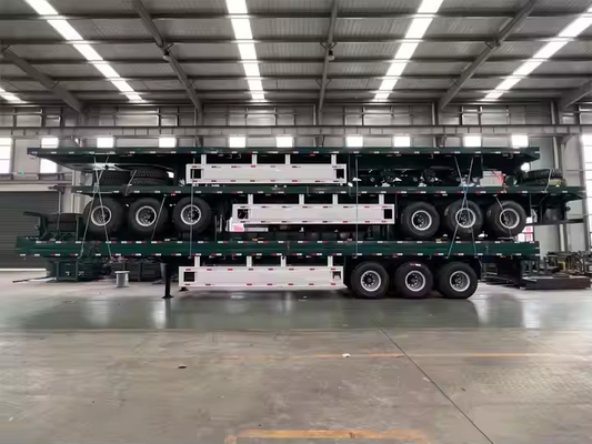 কাস্টম 20ft/40ft 3-এক্সল ফ্ল্যাটবেড সেমি-ট্রেলার নতুন বিশেষ পরিবহন ইস্পাত বক্স ট্রাক ট্রেলার 12r22.5 টায়ার সঙ্গে