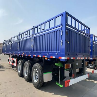 CIMC আয়রন উপাদান ৩ অক্ষের ৪০-৮০ টন ক্ষমতা সম্পন্ন স্টেক টাইপ ভারী পণ্যবাহী ভ্যান টাইপ উঁচু বেড়া যুক্ত আধা-ট্রাক ট্রেলার